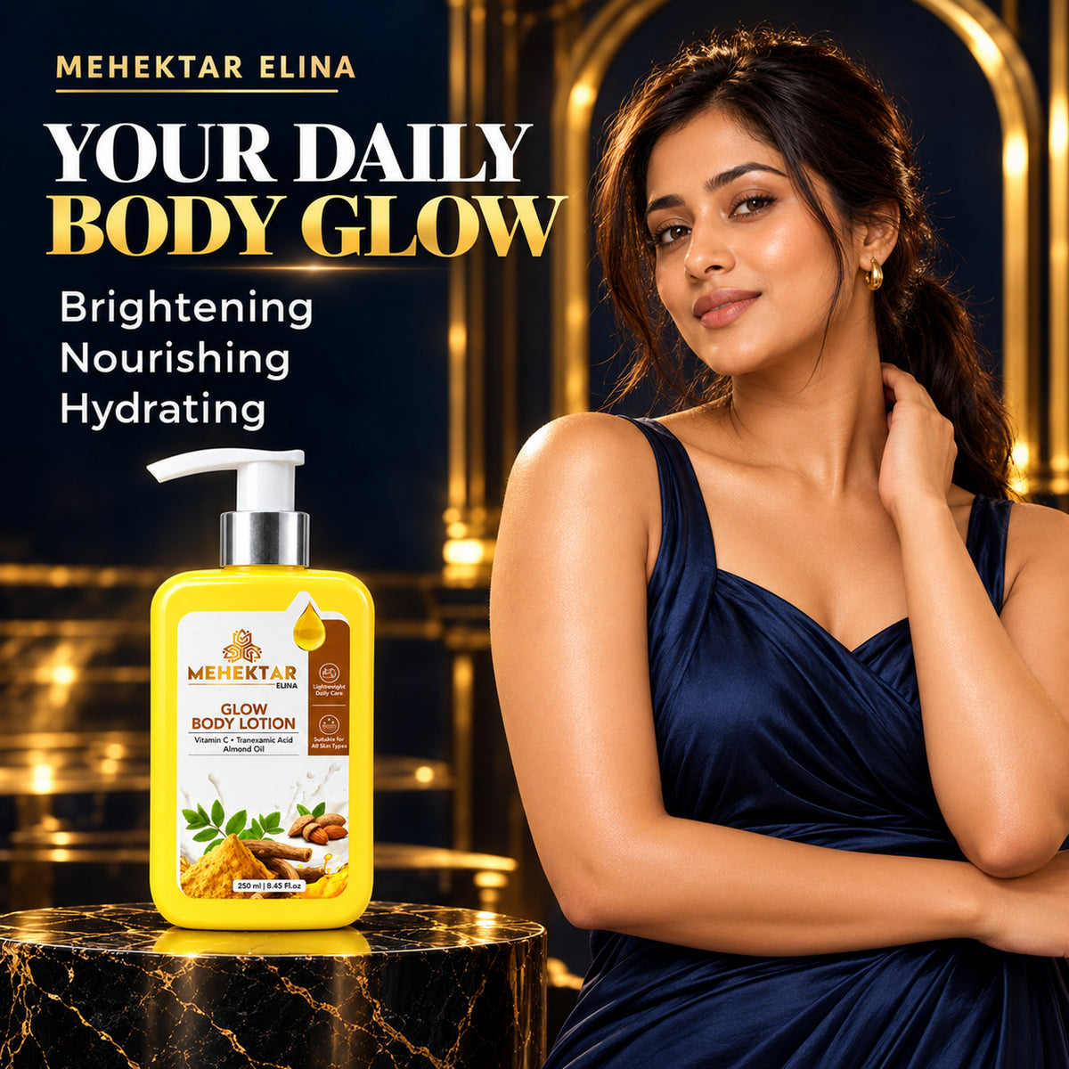 MEHEKTAR ELINA Glow Body Lotion with Vitamin C, 250 ml