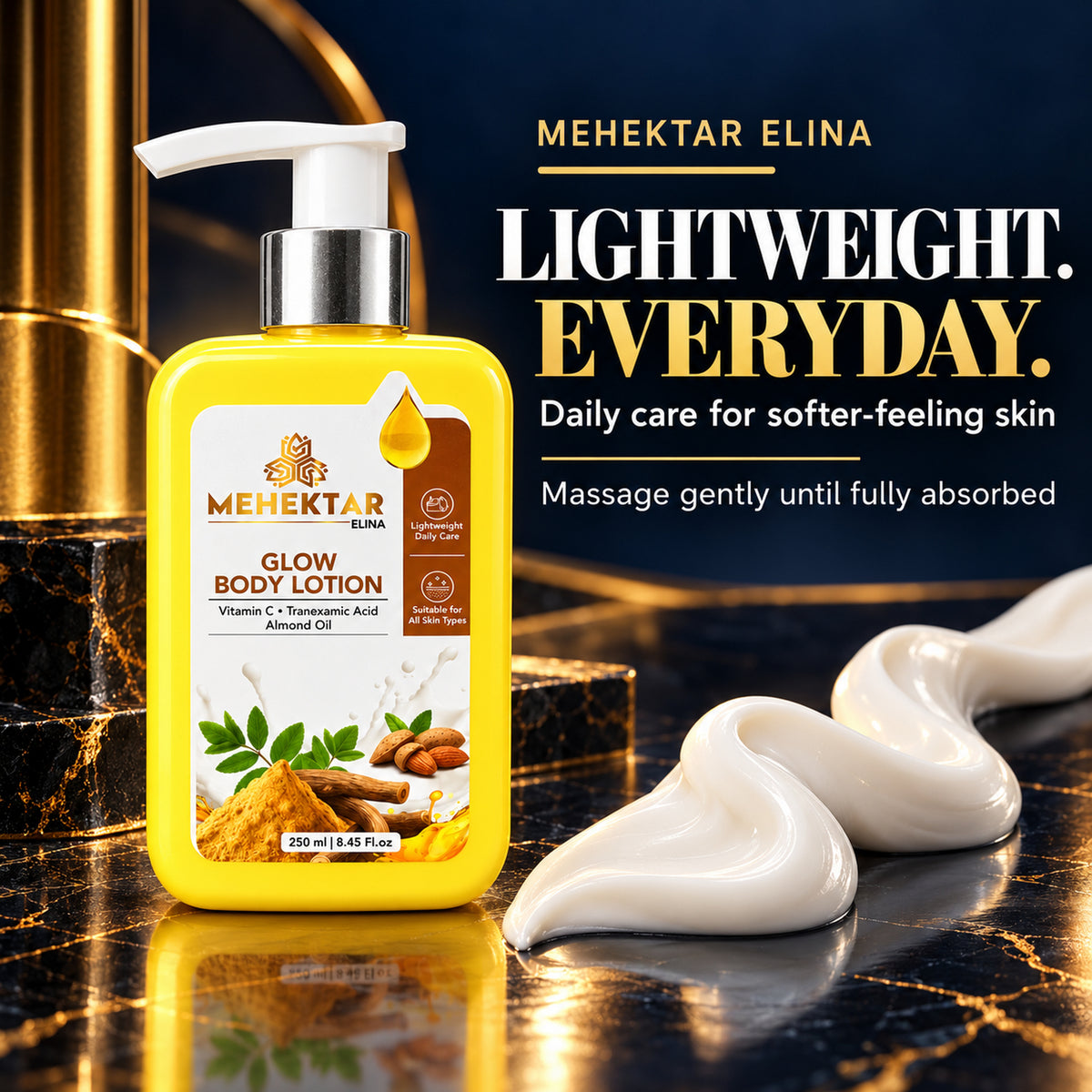 MEHEKTAR ELINA Glow Body Lotion with Vitamin C, 250 ml
