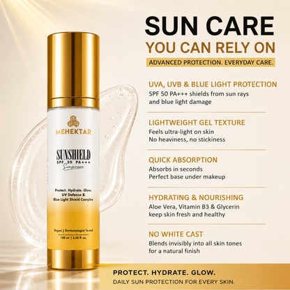 MEHEKTAR SunShield SPF 50 PA+++ Sunscreen, 100 ml