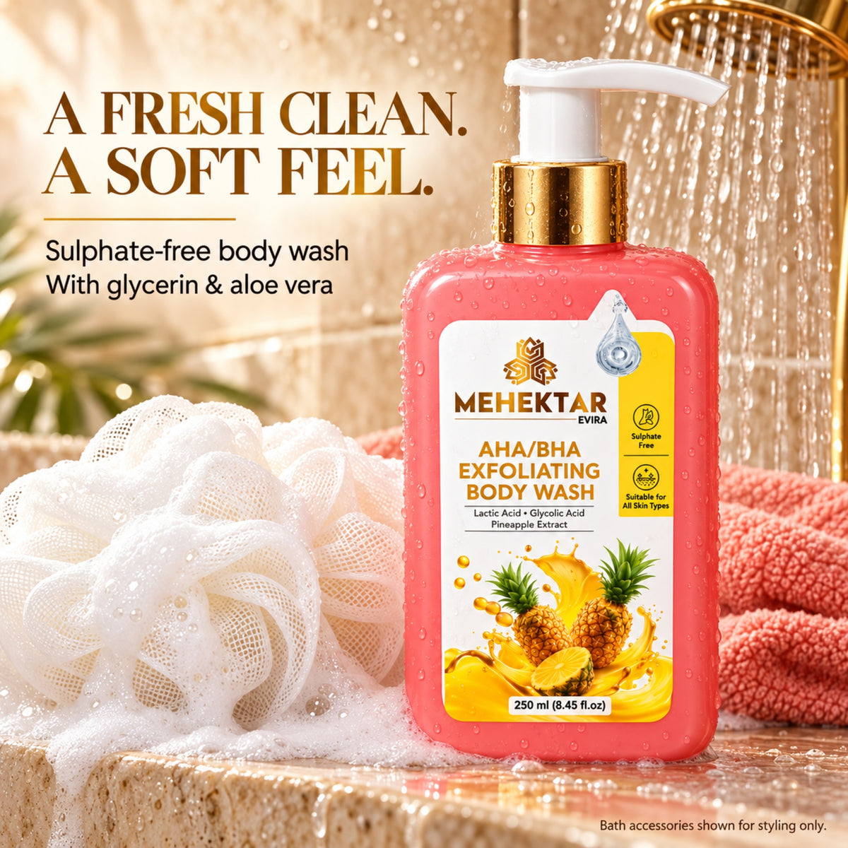 MEHEKTAR EVIRA AHA/BHA Exfoliating Body Wash, 250 ml