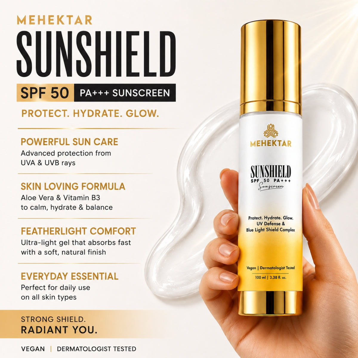 MEHEKTAR SunShield SPF 50 PA+++ Sunscreen, 100 ml