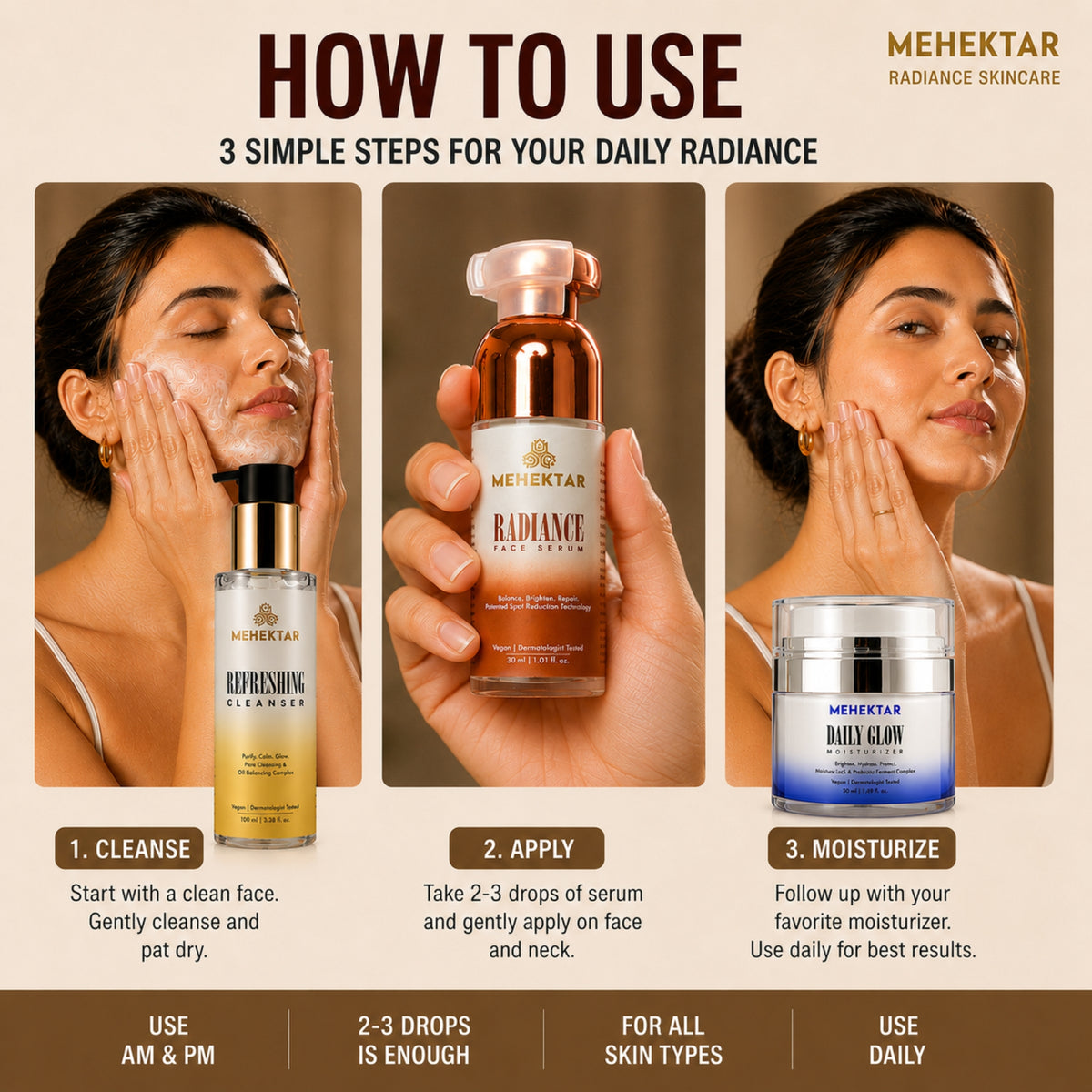 MEHEKTAR Radiance Face Serum with Niacinamide & Zinc PCA, 30 ml
