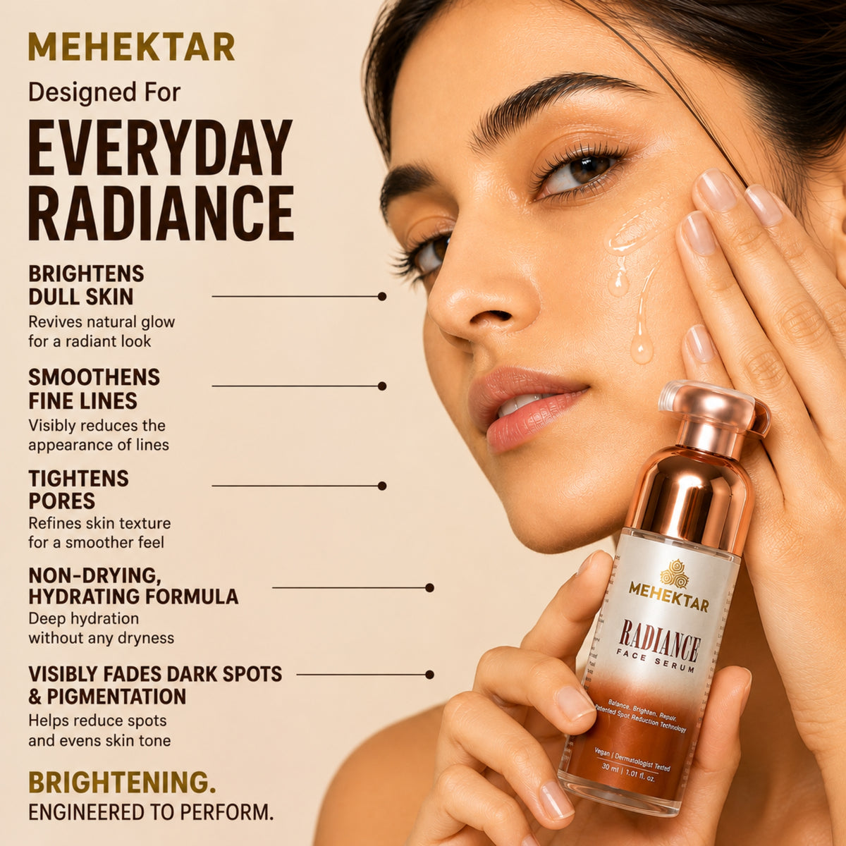 MEHEKTAR Radiance Face Serum with Niacinamide & Zinc PCA, 30 ml