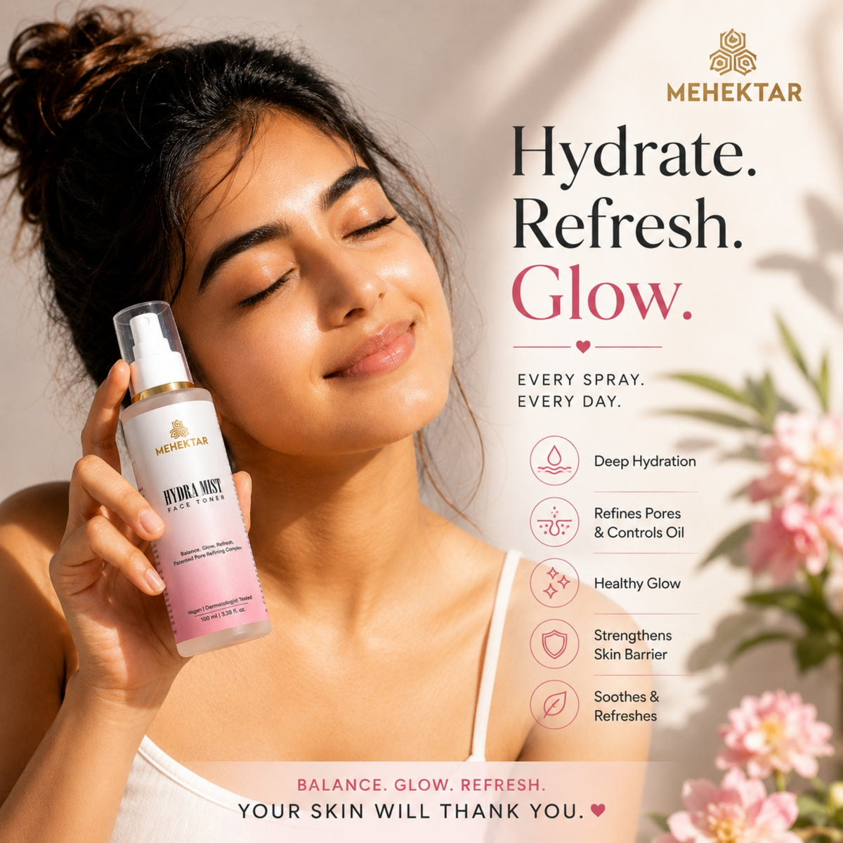 MEHEKTAR Hydra Mist Face Toner, 100 ml