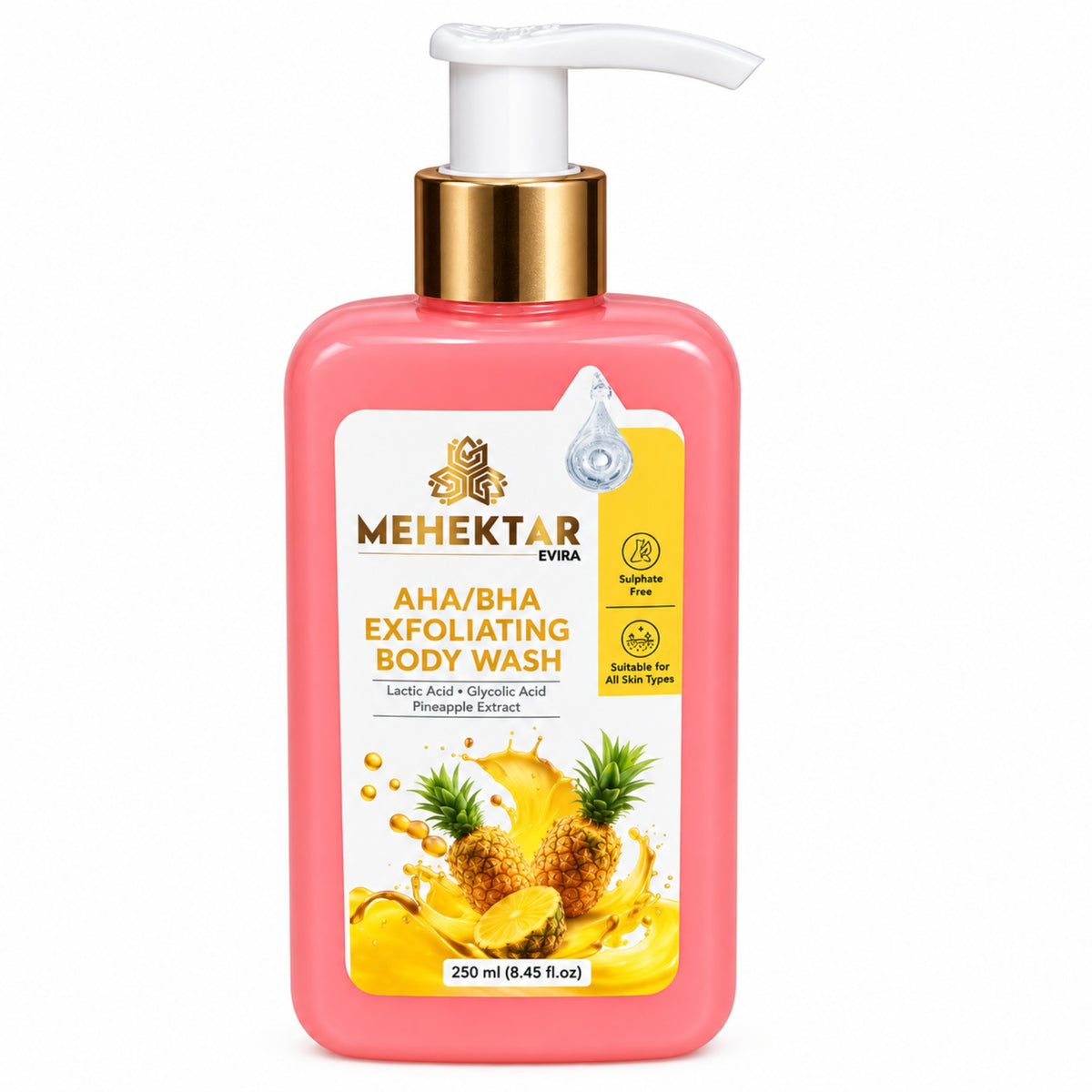 MEHEKTAR AHA BHA Exfoliating Body Wash with Pineapple Extract 250 ml